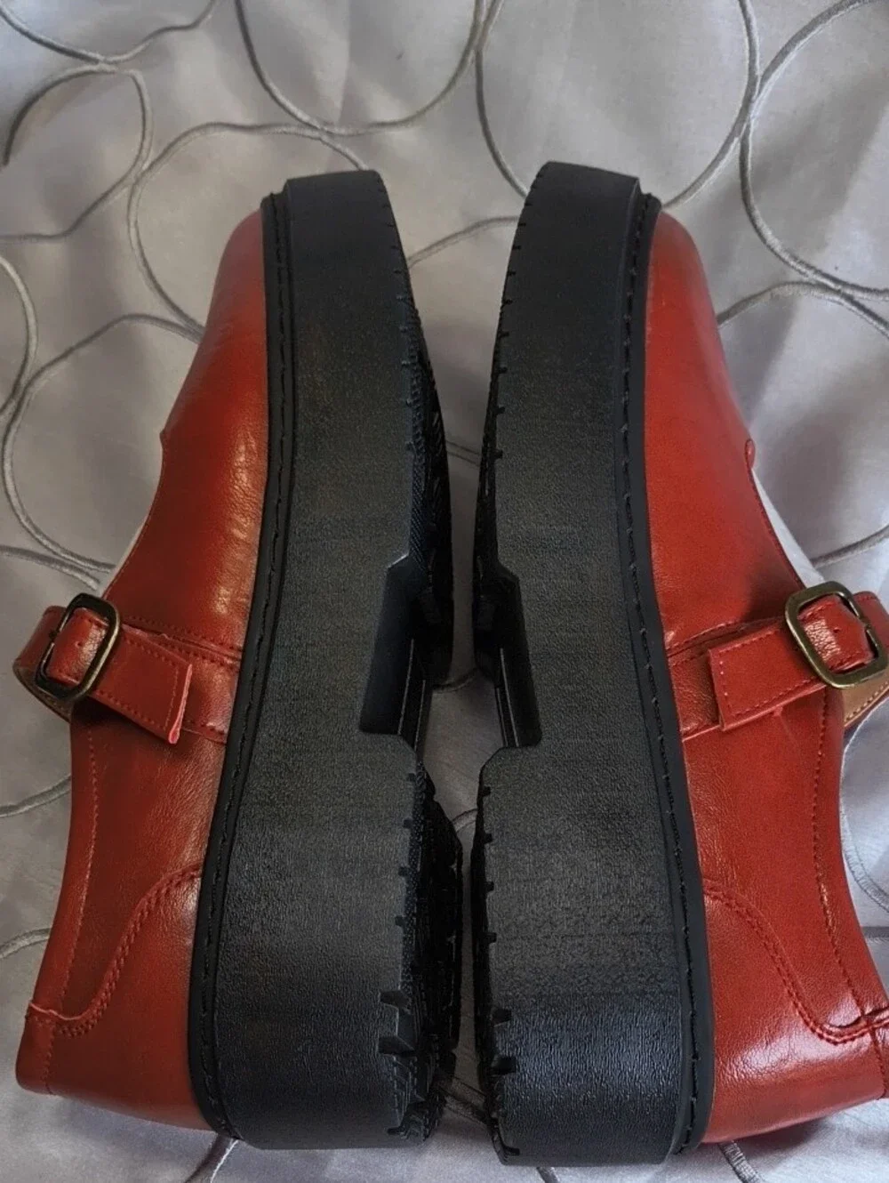 Platform Mary Jane Shoes in Red with Chunky Sole SS1